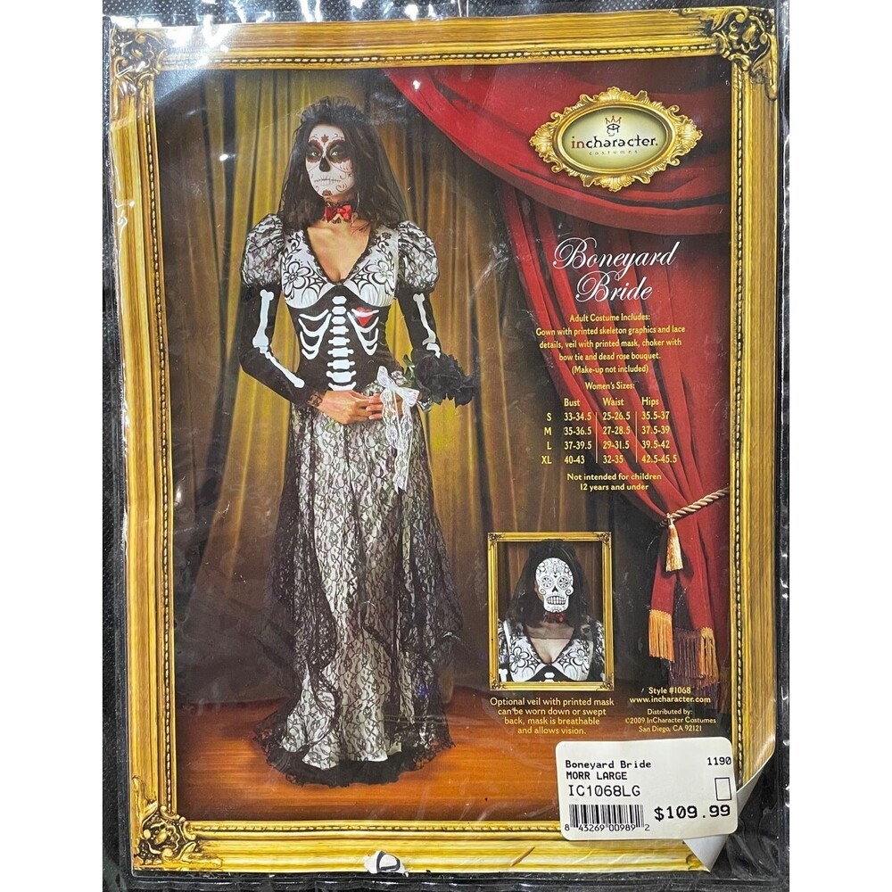 Boneyard Bride InCharacter Halloween Costume Large Women's Dress + Accessories